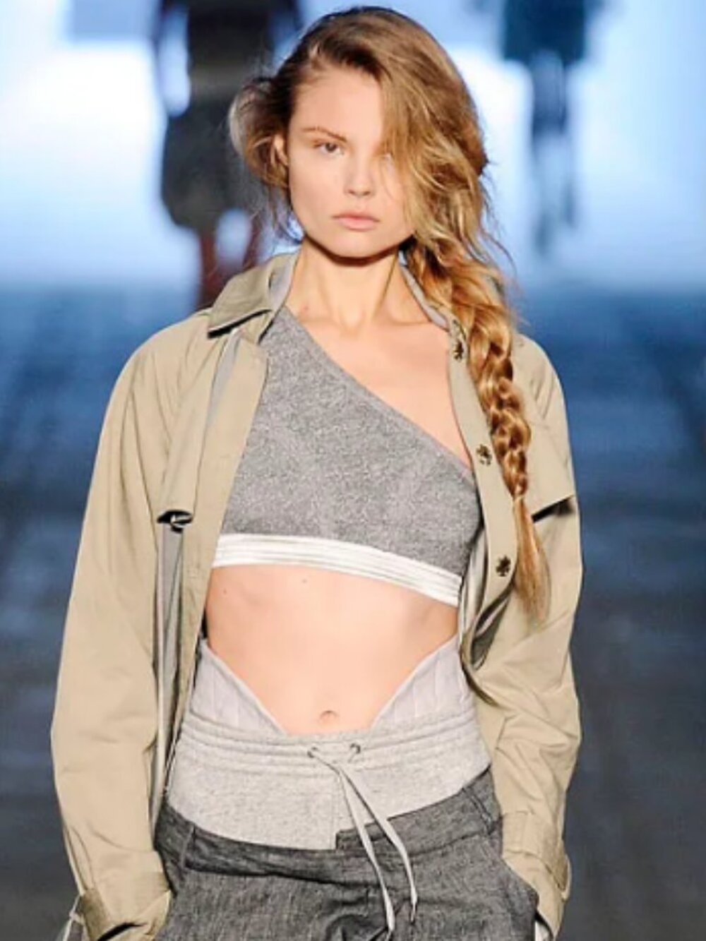 Alexander Wang Runway SS10 Archive Football Grey One-Shoulder Bralette Small